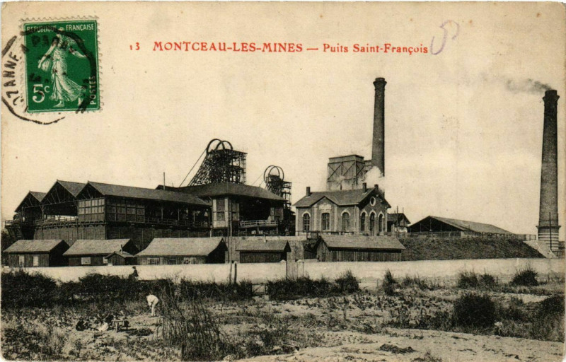Carte postale ancienne Montceau-les-Mines - Puits Saint-FRANCois à Montceau-les-Mines