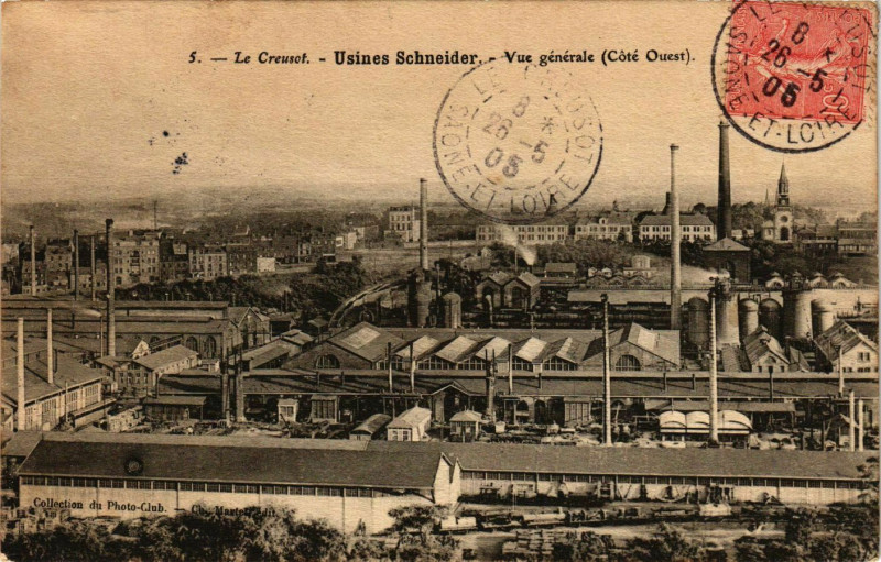 Carte postale ancienne Le Creusot - Usines Schneider - Vue générale (Cote Ouest) au Creusot