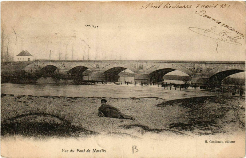Carte postale ancienne Vue du Pont de Navilly à Navilly