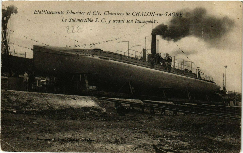 Carte postale ancienne Chalon-sur-Saone - Etabl. Schneider - Le Submersible à Chalon-sur-Saône