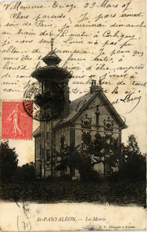 Carte postale ancienne Saint-Pantaleon - La Mairie