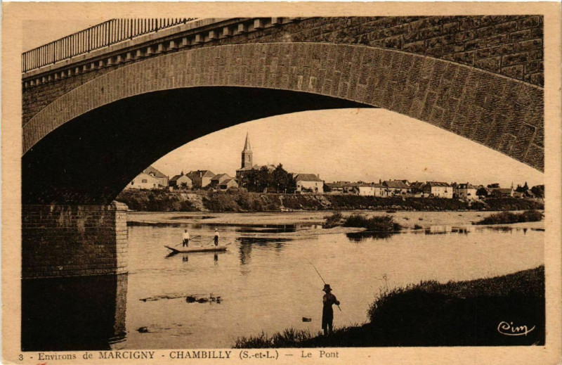 Carte postale ancienne Env. de Marcigny - Chambilly - Le Pont à Marcigny