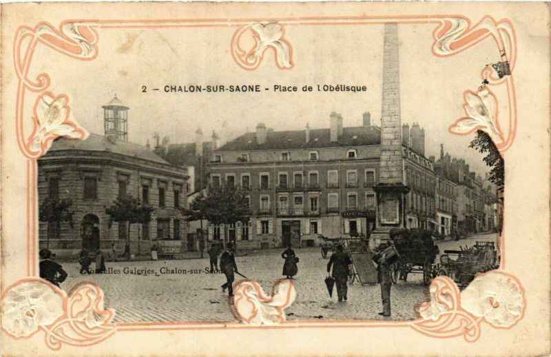 Carte postale ancienne Chalon-sur-Saone - Place de l'Obelisque à Chalon-sur-Saône