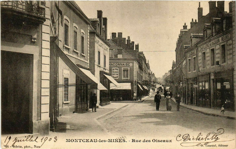 Carte postale ancienne Montceau-les-Mines - Rue des Oseaux à Montceau-les-Mines