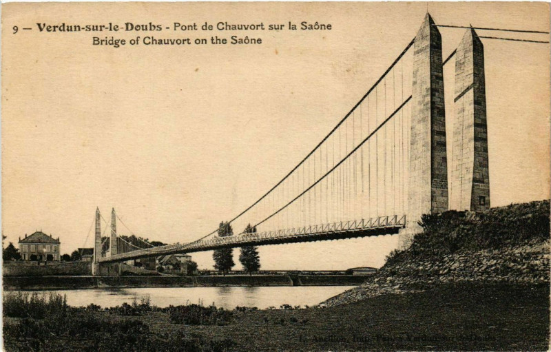 Carte postale ancienne Verdun-sur-le-Doubs - Pont de Chauvort sur la Saone à Verdun-sur-le-Doubs
