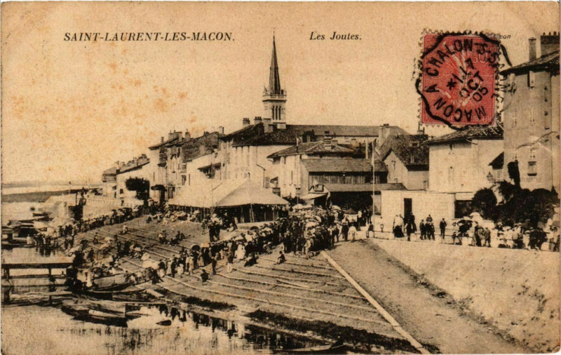 Carte postale ancienne Saint-Laurent-les-Macon - Les Joutes à Mâcon