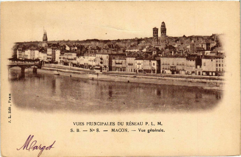 Carte postale ancienne Vues Principales du Reseau P.L.M. - Macon - Vue générale à Mâcon