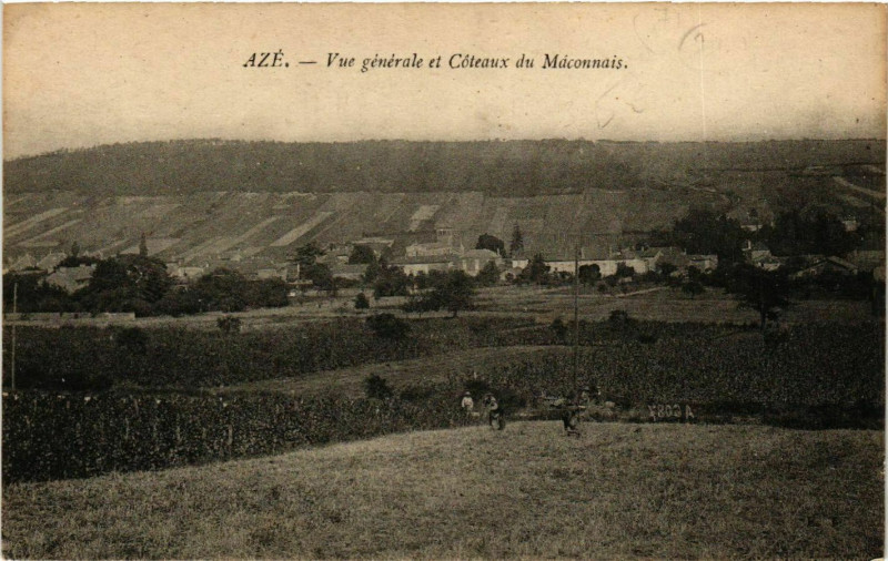 Carte postale ancienne Aze - Aze - Vue générale et Coteaux du Maconnais à Azé