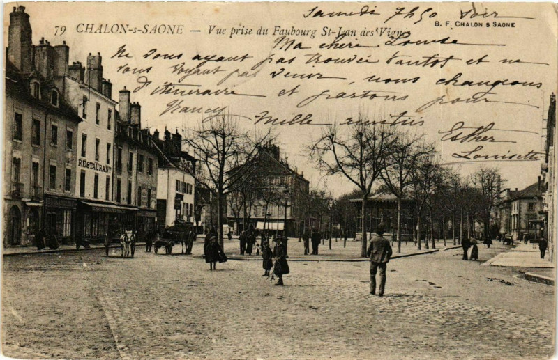 Carte postale ancienne Chalon-sur-Saone - Vue prise du Faubourg Saint-Jean à Chalon-sur-Saône