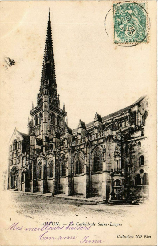 Carte postale ancienne Autun - La Cathedrale Saint-Lazare à Autun