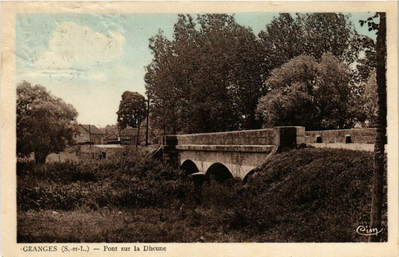Carte postale ancienne Ceanges - Pont sur la Dheune