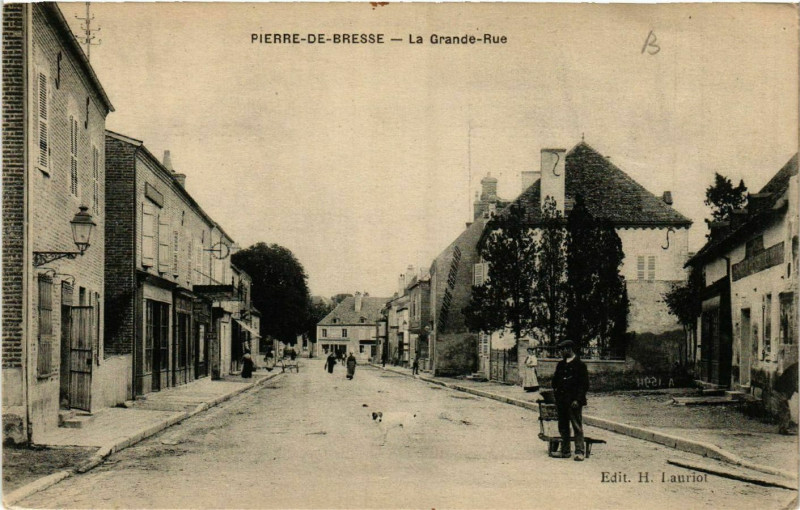 Carte postale ancienne Pierre-de-Bresse - La Grande-Rue à Pierre-de-Bresse