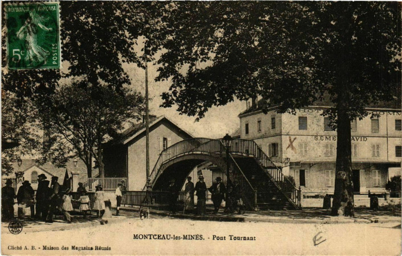 Carte postale ancienne Montceau-les-Mines - Pont Tournant à Montceau-les-Mines