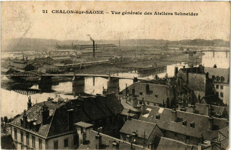 Carte postale ancienne Chalon-sur-Saone - Vue générale des Ateliers Schneider à Chalon-sur-Saône