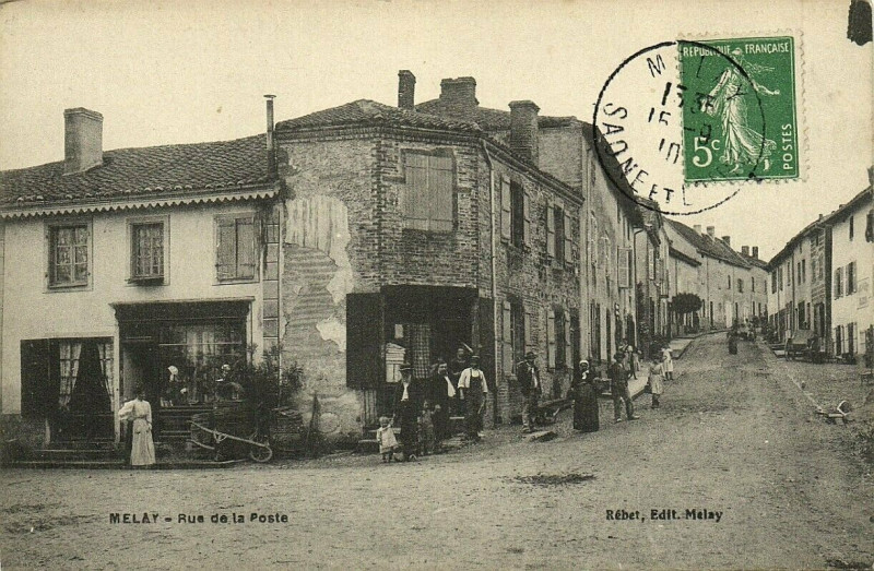 Carte postale ancienne Melay Rue de la Poste à Melay