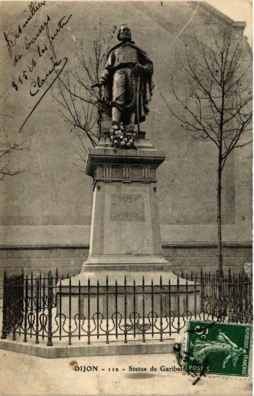 Carte postale ancienne Dijon - Statue Garibaldi à Dijon