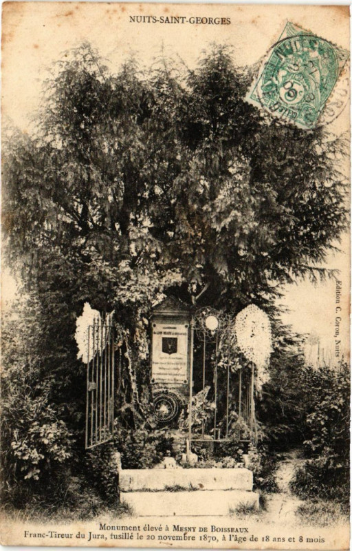 Carte postale ancienne Nuits-Saint-Georges - Monument eleve a Mesny de Boisseaux à Nuits-Saint-Georges