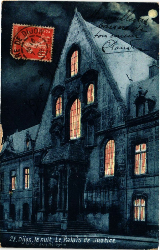 Carte postale ancienne Dijon - La Nuit - Le Palais de Justice à Dijon