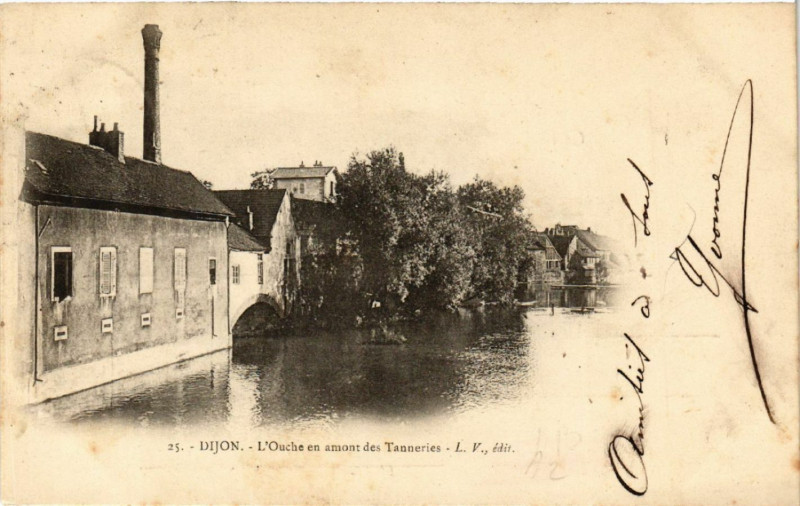 Carte postale ancienne Dijon - L'Ouche en amont des Tanneries à Dijon