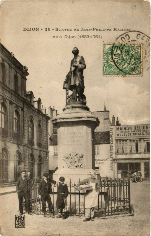 Carte postale ancienne Dijon - Statue de Jean-Philippe Rameau à Dijon