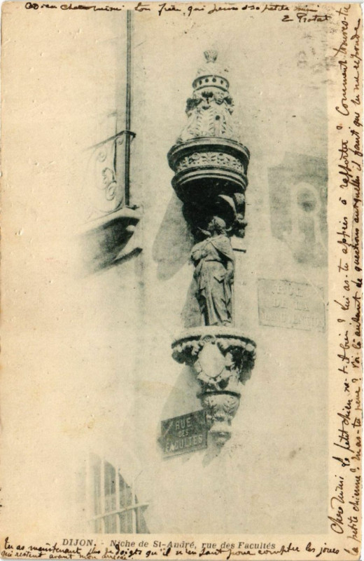 Carte postale ancienne Dijon - Niche de Saint-André - Rue des Facultés à Dijon