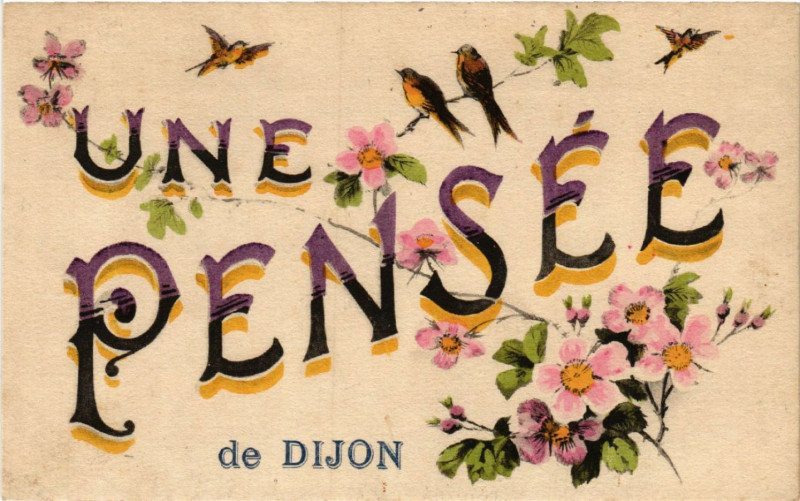 Carte postale ancienne Dijon - Une Pensée de Dijon à Dijon