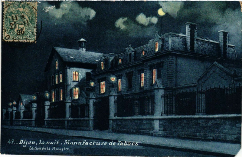 Carte postale ancienne Dijon - La Nuit - Manufacture de Tabacs à Dijon