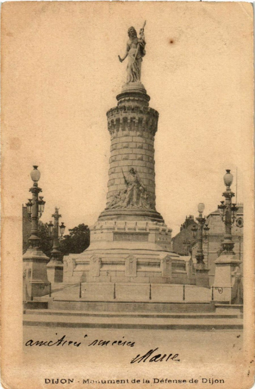 Carte postale ancienne Dijon - Monument de la Défense de Dijon à Dijon