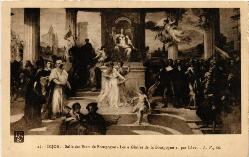 Carte postale ancienne Dijon - Salle des Etats de Bourgogne - Les Gloires de la Bourgogne à Dijon