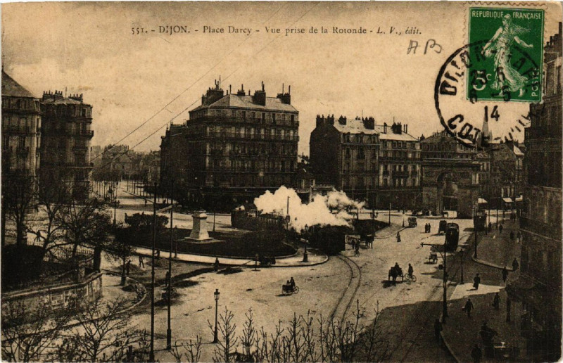 Carte postale ancienne Dijon - Place Darcy - Vue prise de la Rotonde à Dijon
