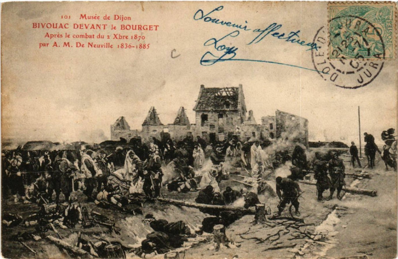 Carte postale ancienne Dijon - Musée de Dijon - Bivouac Devant de Bourget à Dijon