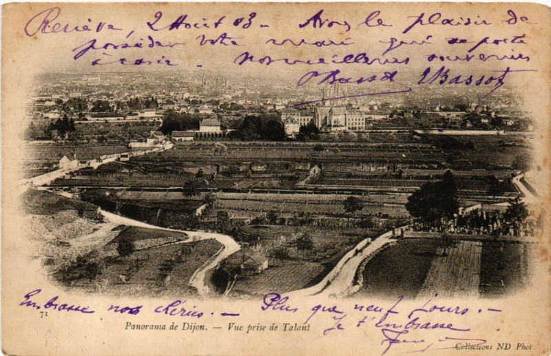 Carte postale ancienne Dijon - Panorama de Dijon - Vue prise de Talant à Dijon
