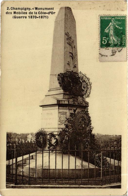 Carte postale ancienne Champigny Monument des Mobiles de la Cote-d'Or