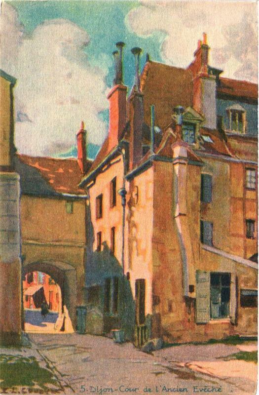 Carte postale ancienne Dijon Cour de l'Ancien Eveche à Dijon