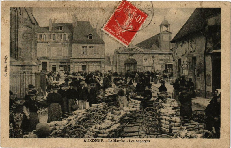 Carte postale ancienne Auxonne Le Marche - Les Asperges à Auxonne