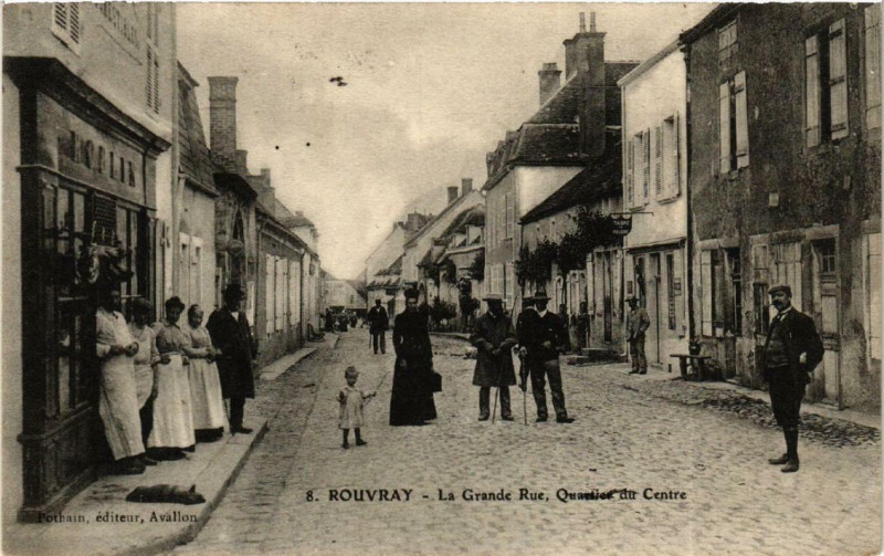 Carte postale ancienne Rouvray La Grande Rue, Quartier du Centre à Rouvray