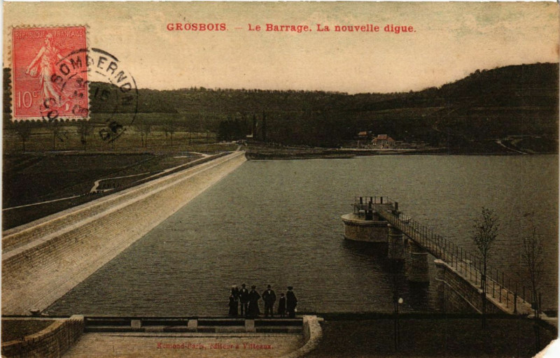 Carte postale ancienne Grosbois - Le Barrage - La Nouvelle Digue