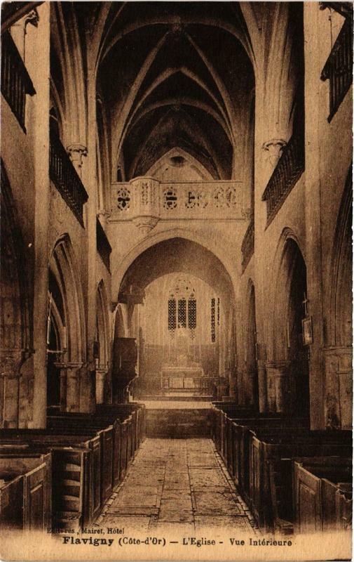 Carte postale ancienne Flavigny Eglise - Vue Intérieure