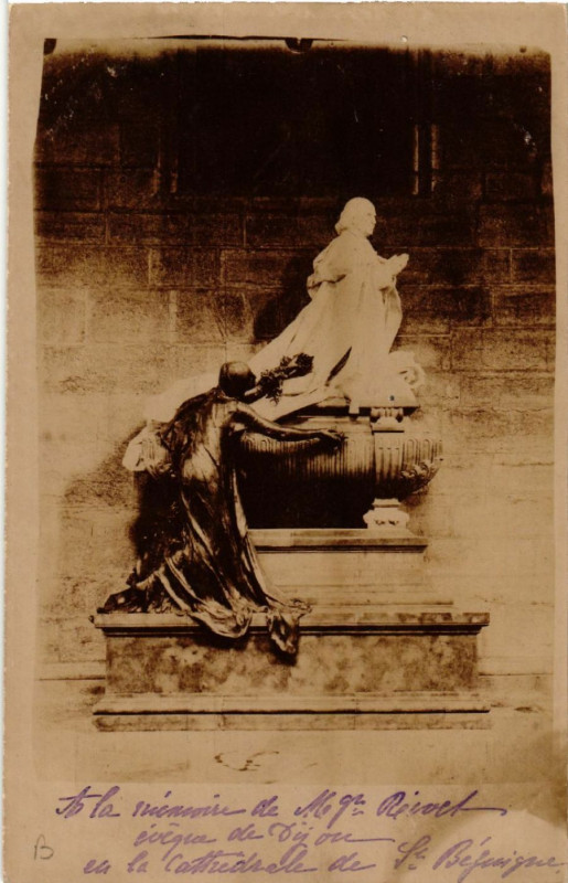 Carte postale ancienne Dijon - Statue - Cathédrale à Dijon