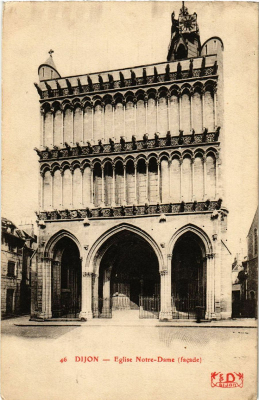 Carte postale ancienne Dijon - Eglise Notre-Dame - Facade à Dijon