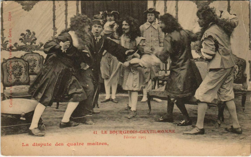 Carte postale ancienne Le Bourgeois-Gentilhomme - la dispute des quatre maitres