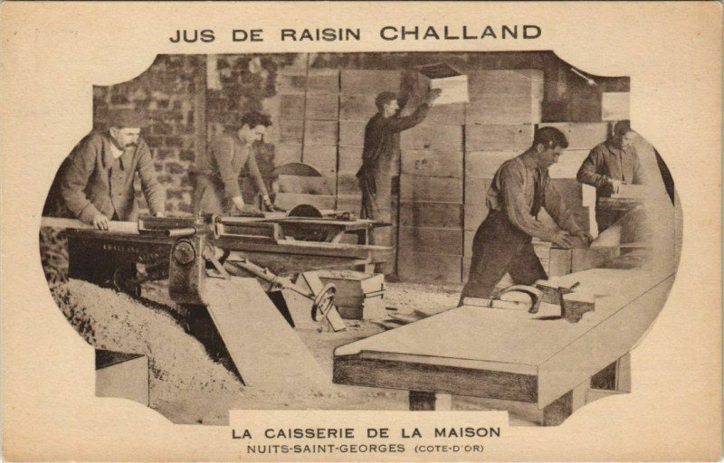 Carte postale ancienne Nuits-Saint-Georges - jus de raisin Challand la caisserie à Nuits-Saint-Georges