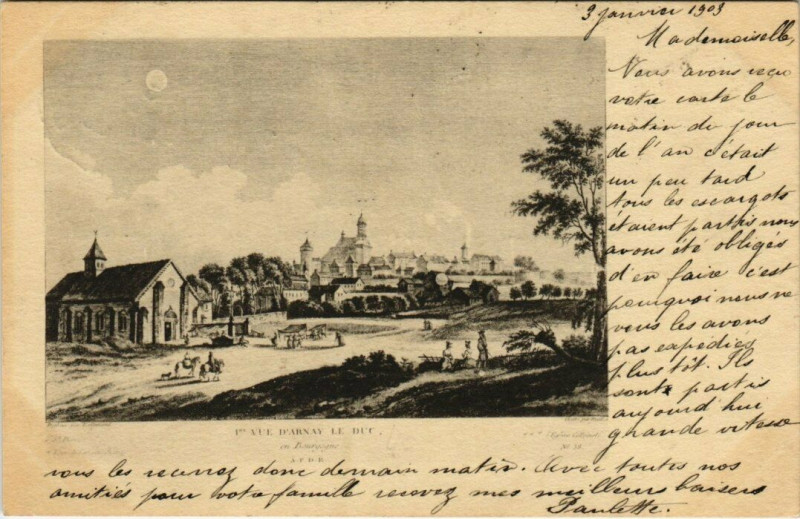 Carte postale ancienne Arnay-le-Duc - Vue à Arnay-le-Duc