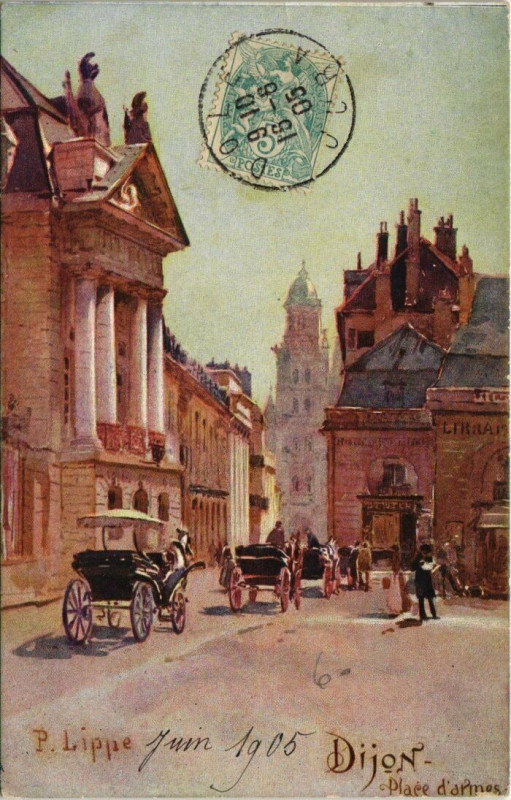 Carte postale ancienne Dijon - Place d'Armes à Dijon