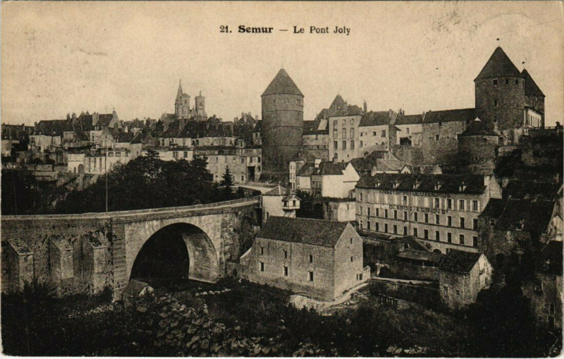 Carte postale ancienne Semur - Le Pont Joly à Pont