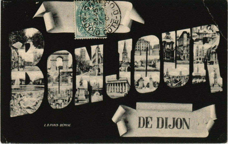 Carte postale ancienne Dijon - Collage dans les typos à Dijon