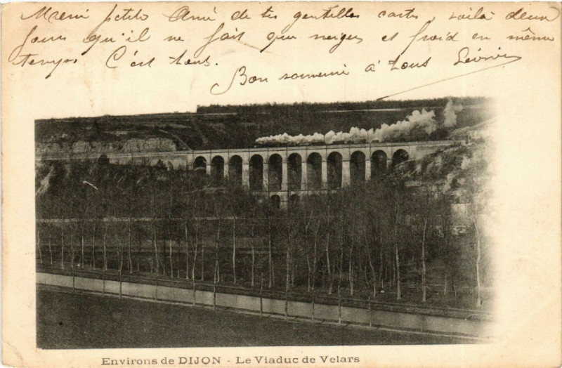 Carte postale ancienne Environs de Dijon - Le Viaduc de Velars à Dijon