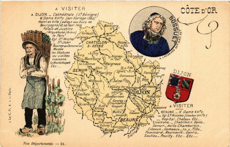 Carte postale ancienne Cote d'-Or - Nos Départements