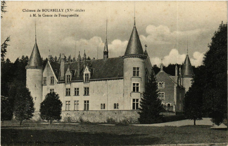 Carte postale ancienne Chateau de Bourbilly (Xv siécle) a M. le Comte de Franqueville