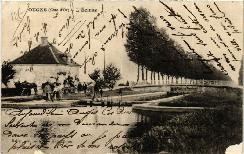 Carte postale ancienne Ouges (Cote-d'Or) - L'Ecluse à Ouges